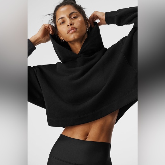 ALO Yoga Tops - Alo Cropped Bae Hoodie in Black XS